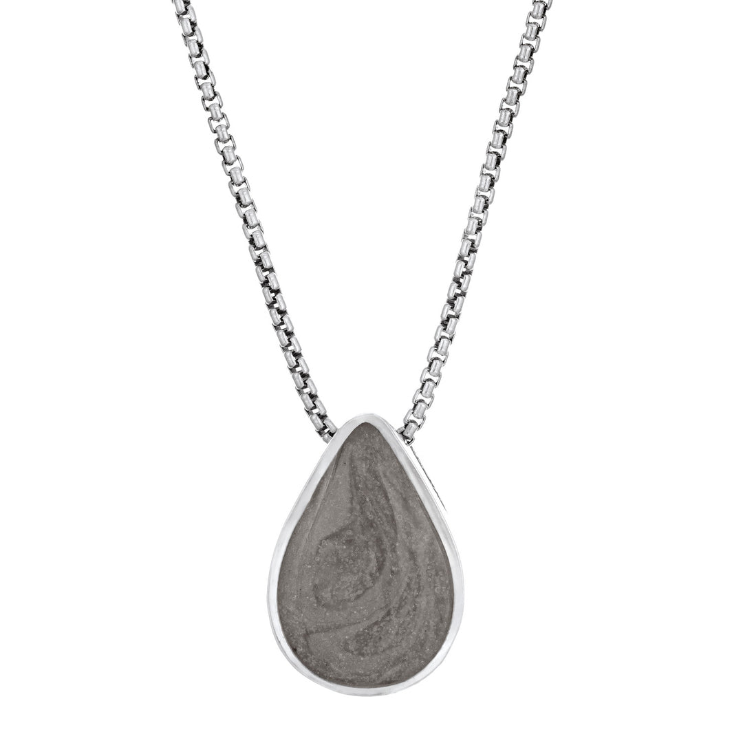 close by me's 14K White Gold Large Pear Sliding Memorial Pendant from the front