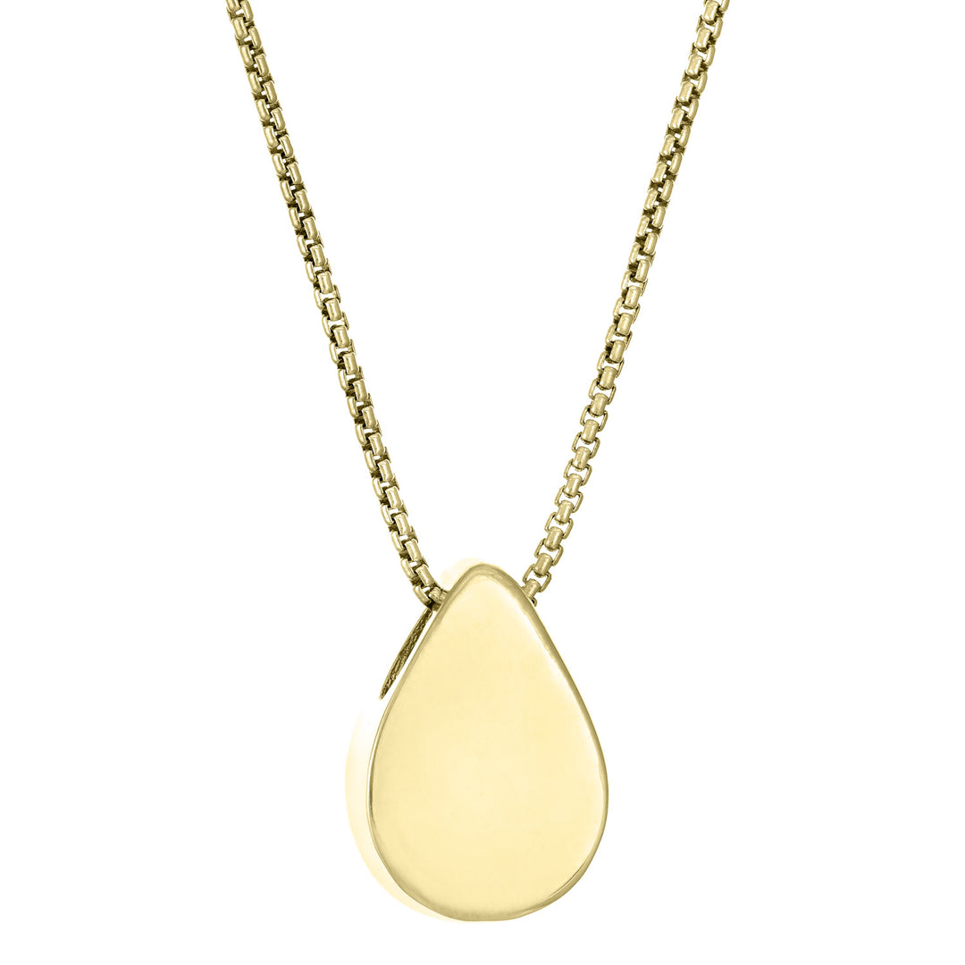 close by me's 14K Yellow Gold Large Pear Sliding Pendant with ashes from the back