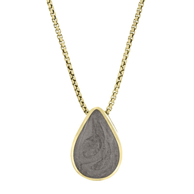 close by me's 14K Yellow Gold Large Pear Sliding Pendant with ashes from the front