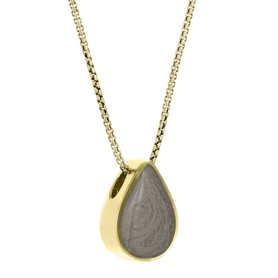 close by me's 14K Yellow Gold Large Pear Sliding Pendant with ashes from the side