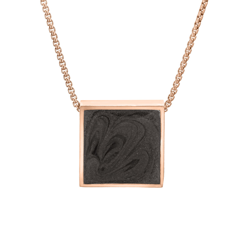 The 14K Rose Gold Ashes Sliding Pendant with a Large Square Setting by close by me jewelry from the front