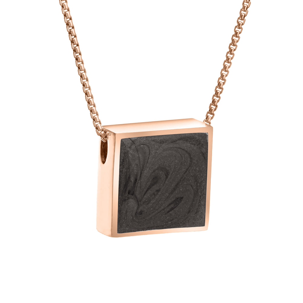 The 14K Rose Gold Ashes Sliding Pendant with a Large Square Setting by close by me jewelry from the side