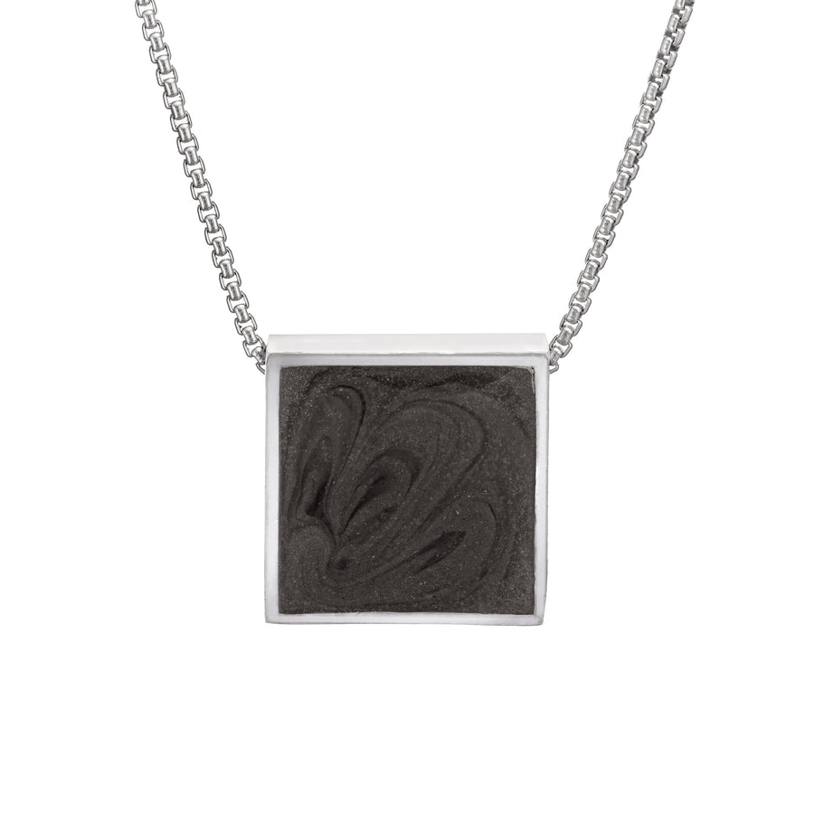 The Sterling Silver Ashes Sliding Pendant with a Large Square Setting by close by me jewelry from the front