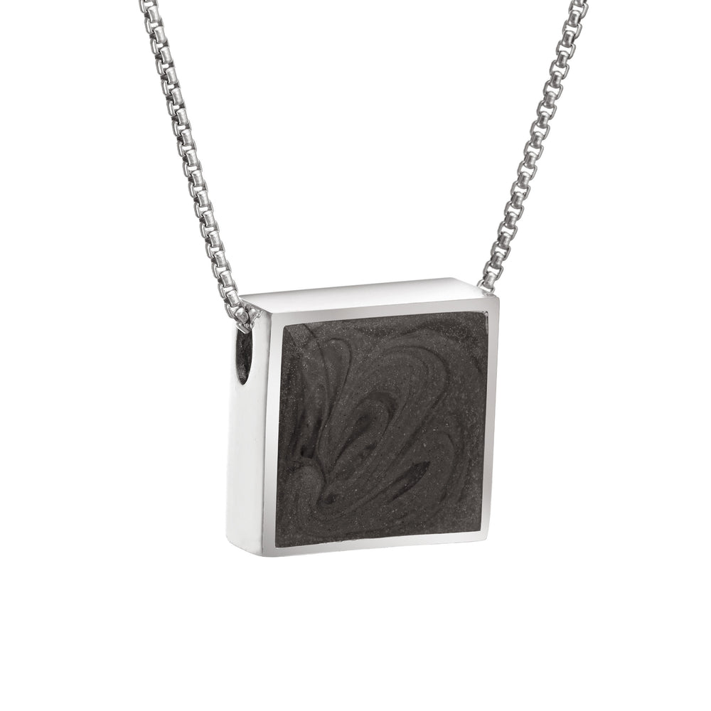 The Sterling Silver Ashes Sliding Pendant with a Large Square Setting by close by me jewelry from the side