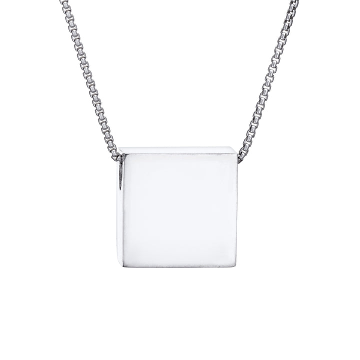 The 14K White Gold Sliding Ashes Pendant with a Large Square Setting by close by me jewelry from the back