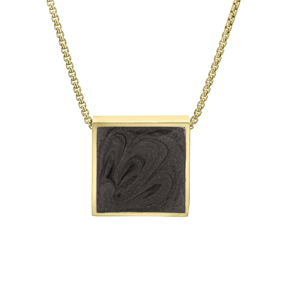 The 14K Yellow Gold Ashes Sliding Pendant with a Large Square Setting by close by me jewelry from the front
