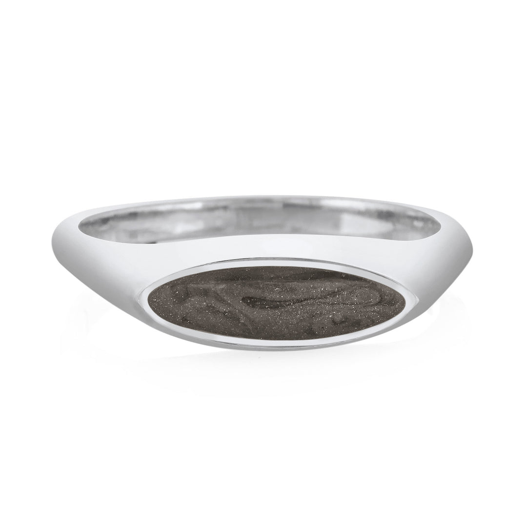 Lateral Marquise Signet Cremation Ring in 14K White Gold