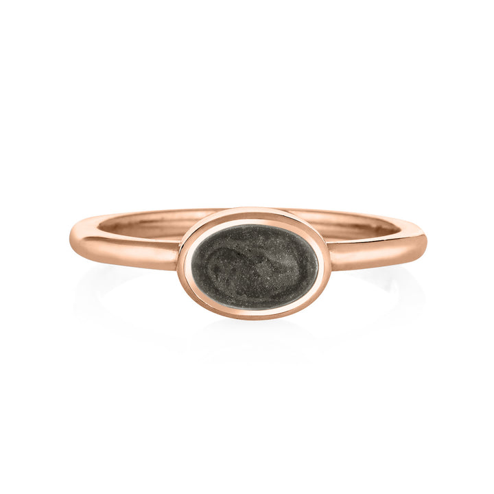 Lateral Oval Stacking Cremation Ring in 14K Rose Gold