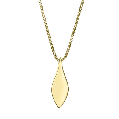 The Leaf Ashes Necklace in 14K Yellow Gold, designed and set with ashes by close by me jewelry from the back