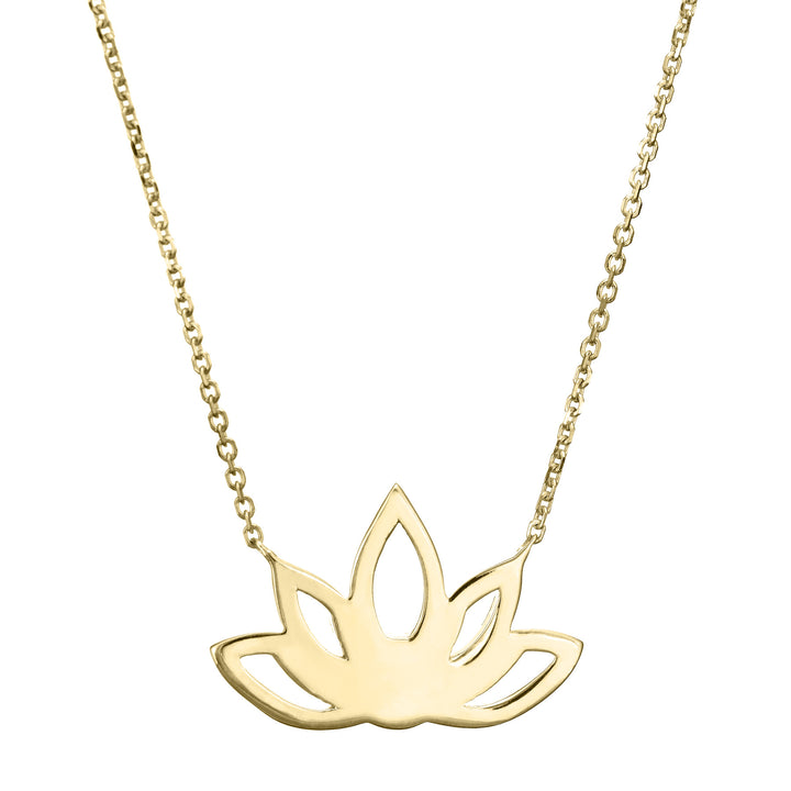 Pictured here is the Lotus Flower Ashes Necklace design by close by me jewelry in 14K Yellow Gold from the back