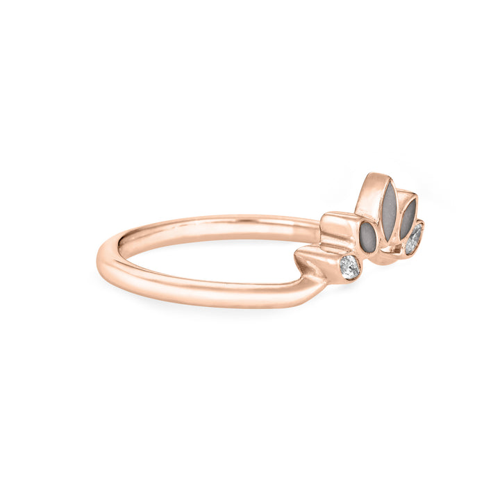 Lotus Cremation Ring in 14K Rose Gold with Diamonds