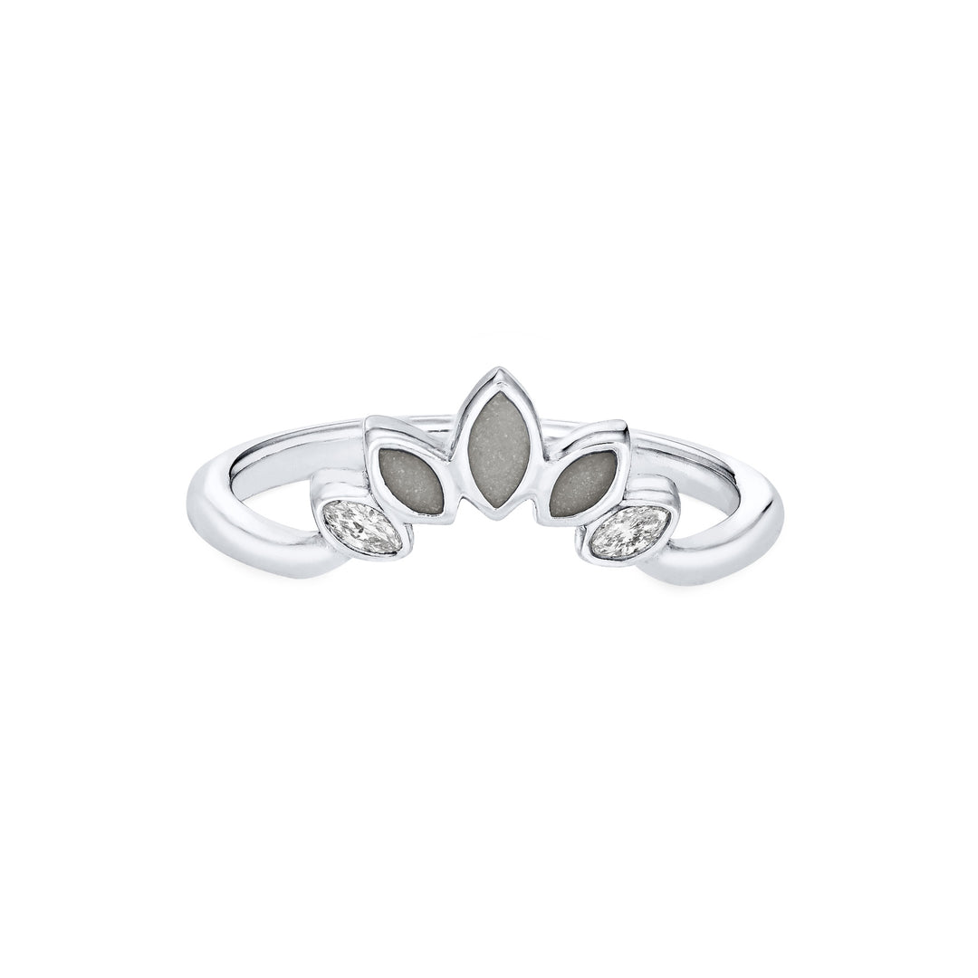 Lotus Cremation Ring in 14K White Gold with Diamonds