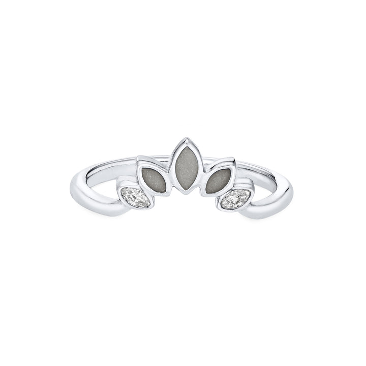 Lotus Cremation Ring in 14K White Gold with Diamonds
