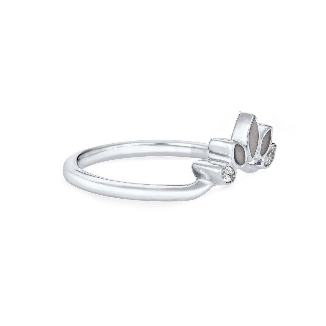 Lotus Cremation Ring in 14K White Gold with Diamonds