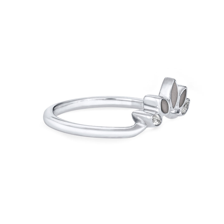 Lotus Cremation Ring in 14K White Gold with Diamonds