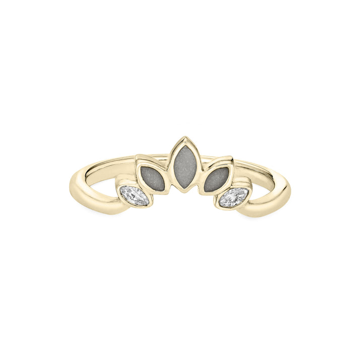 Lotus Cremation Ring in 14K Yellow Gold with Diamonds
