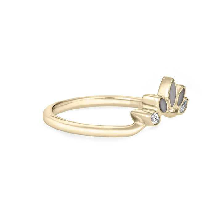 Lotus Cremation Ring in 14K Yellow Gold with Diamonds