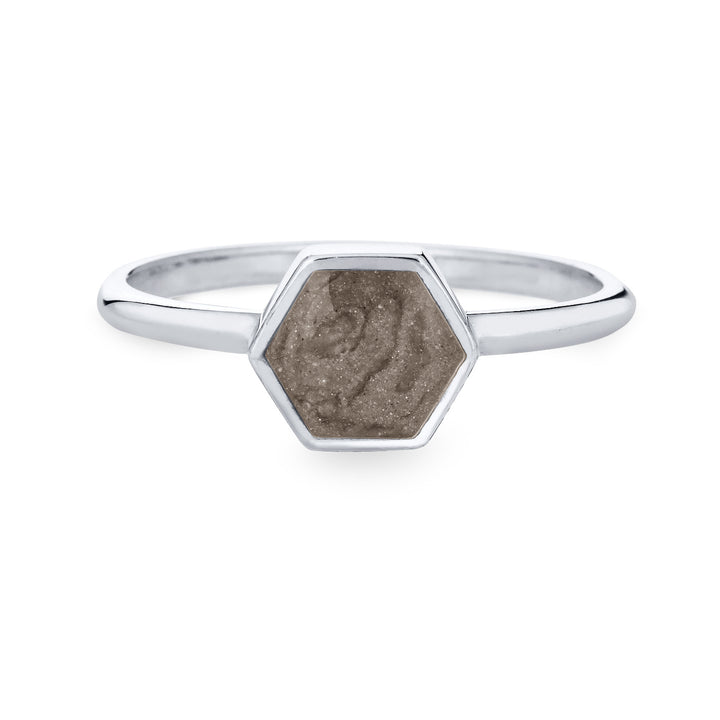 Medium Hexagon Stacking Cremation Ring in 14K White Gold