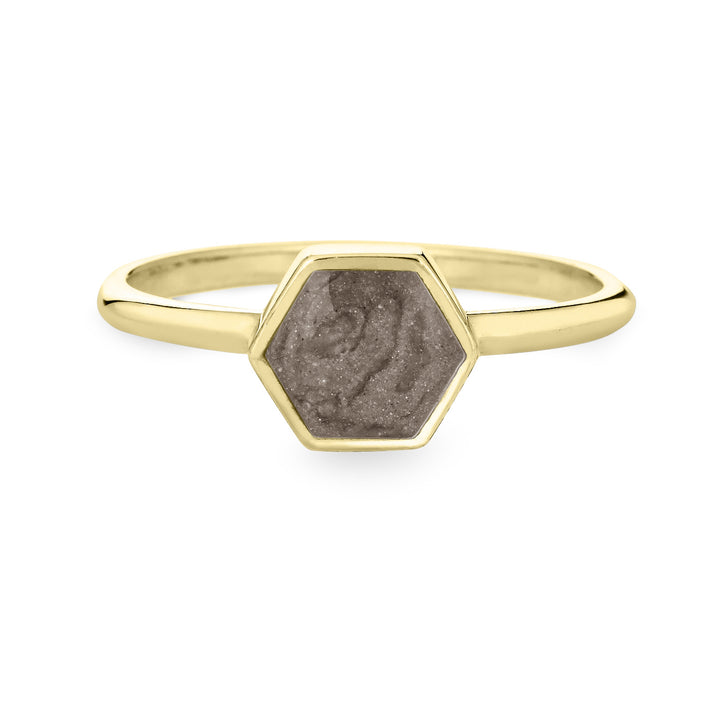 Medium Hexagon Stacking Cremation Ring in 14K Yellow Gold