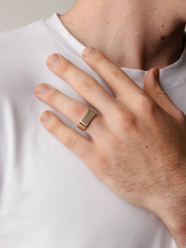 Men's Classic Diamond Band Cremation Ring in 14K Rose Gold