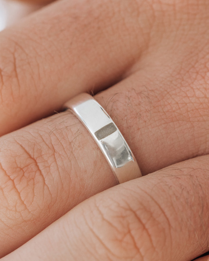 Men's Simple Band Cremation Ring in 14K White Gold