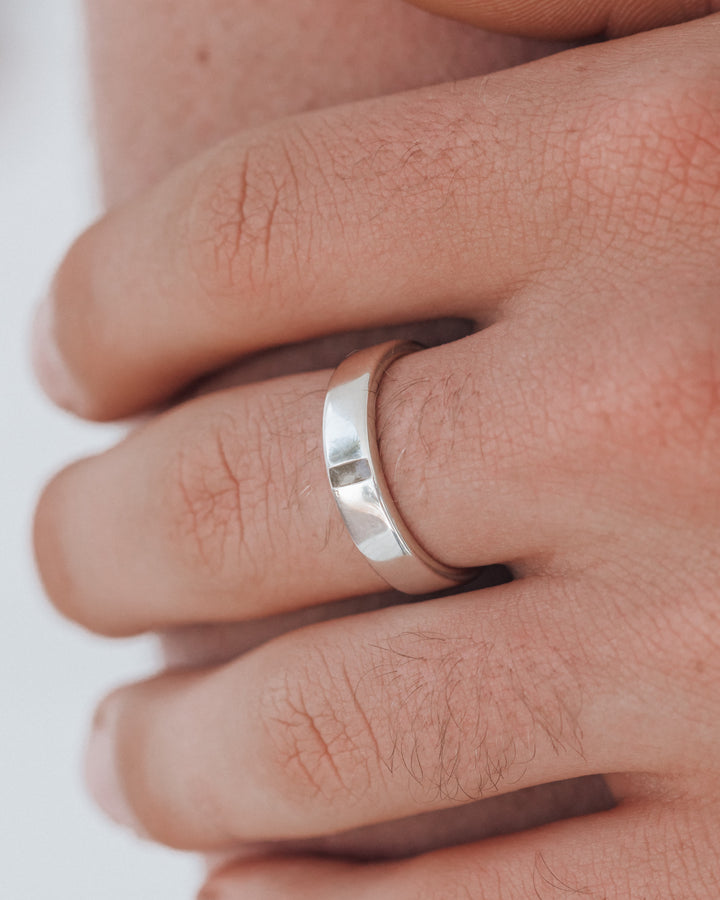 Men's Simple Band Cremation Ring in Sterling Silver