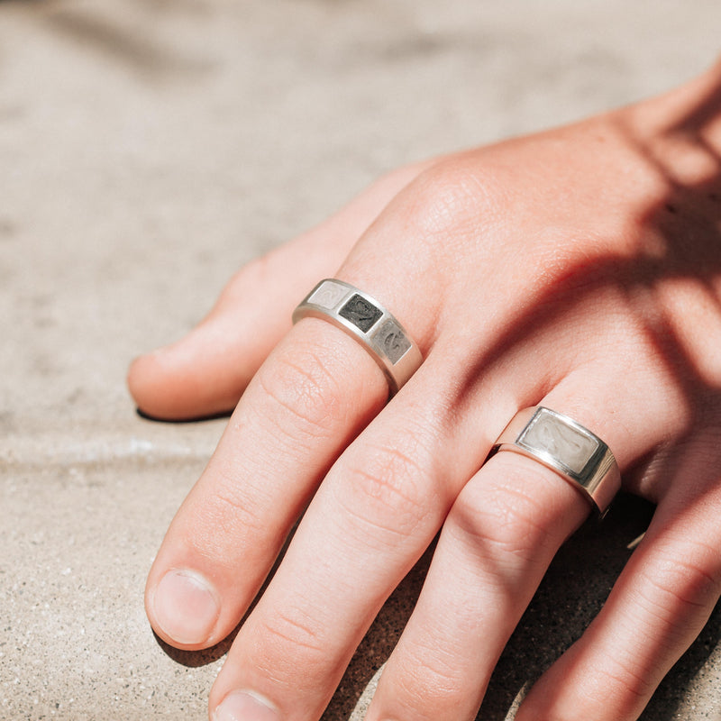 Three Setting Classic Band Cremation Ring in 14K Rose Gold