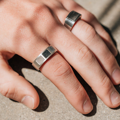 Three Setting Classic Band Cremation Ring in Sterling Silver