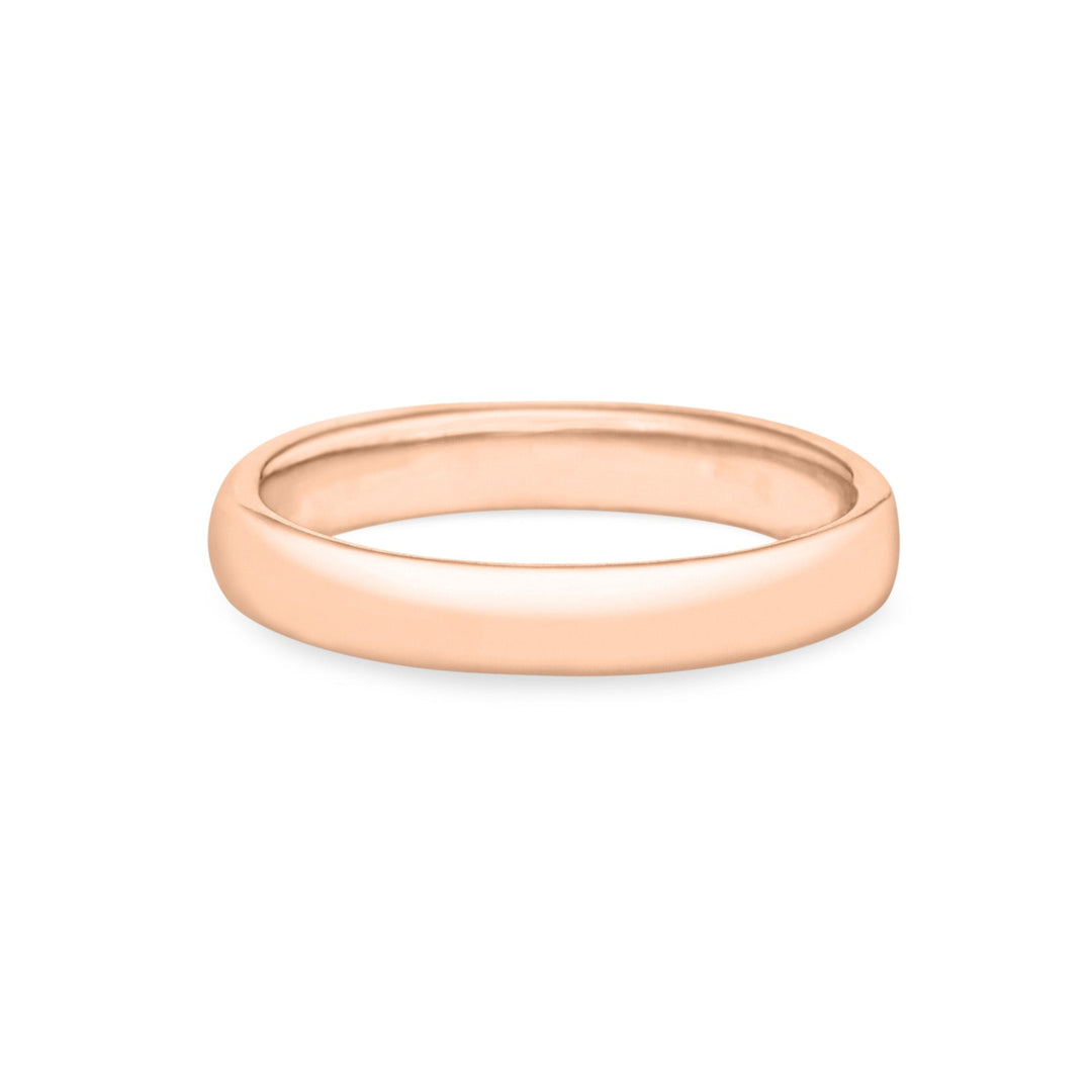 Back view of Close By Me's Men's Smooth Band Cremation Ring in 14K Rose Gold.