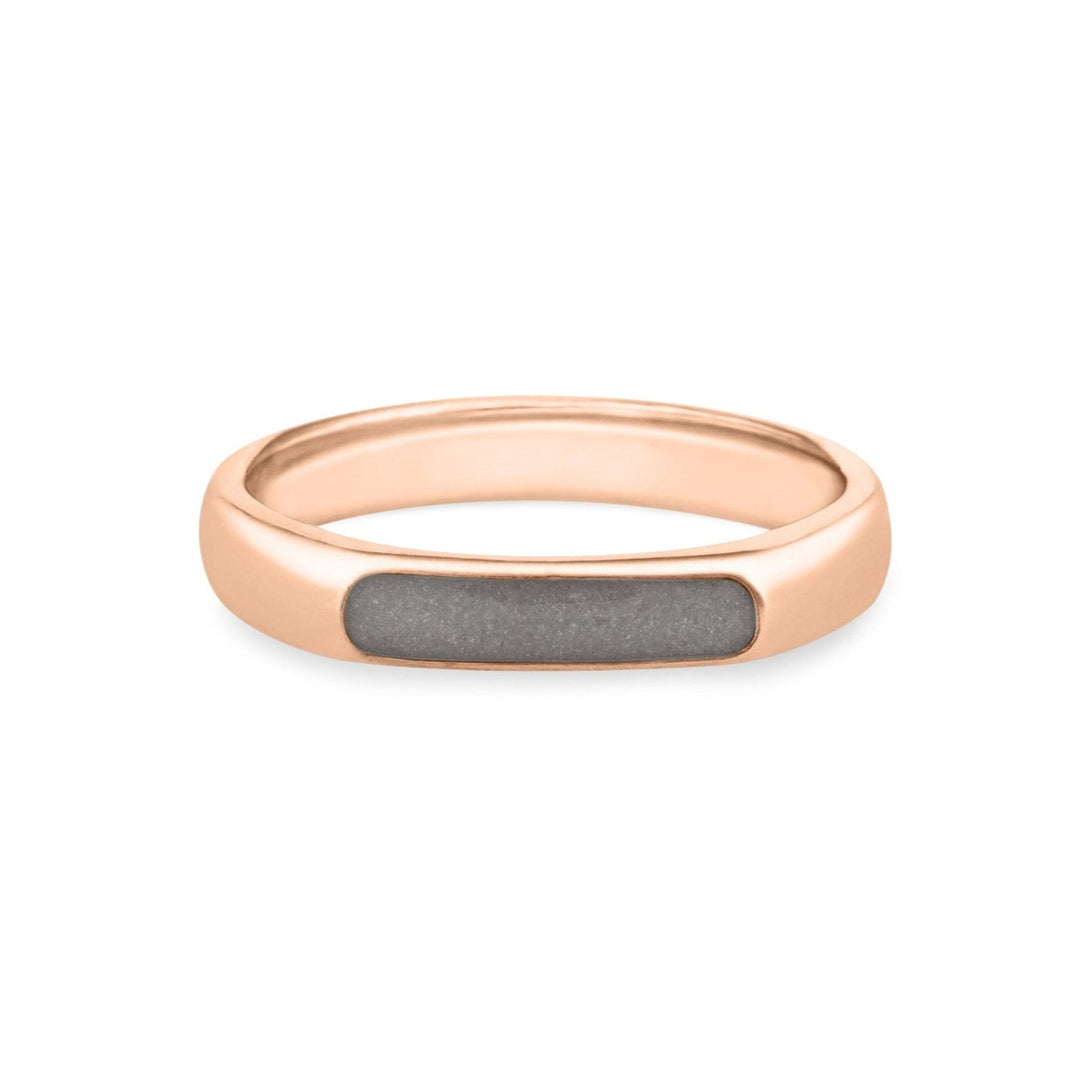 Front view of Close By Me's Men's Smooth Band Cremation Ring in 14K Rose Gold.