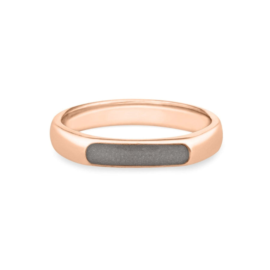 Front view of Close By Me's Men's Smooth Band Cremation Ring in 14K Rose Gold.