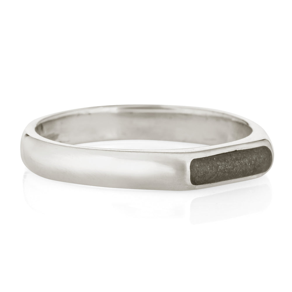 against a white background sits close by me jewelry's sterling silver men's smooth band memorial ring