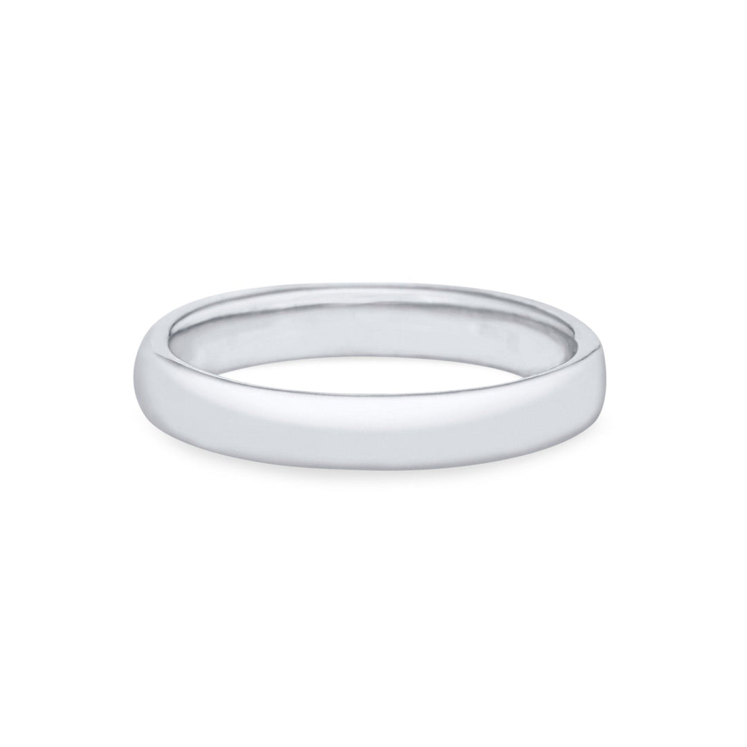 Back view of Close By Me's Men's Smooth Band Cremation Ring in 14K White Gold.