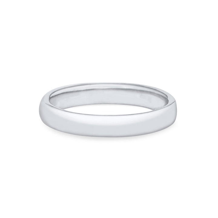 Back view of Close By Me's Men's Smooth Band Cremation Ring in 14K White Gold.