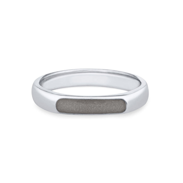 Front view of Close By Me's Men's Smooth Band Cremation Ring in 14K White Gold.