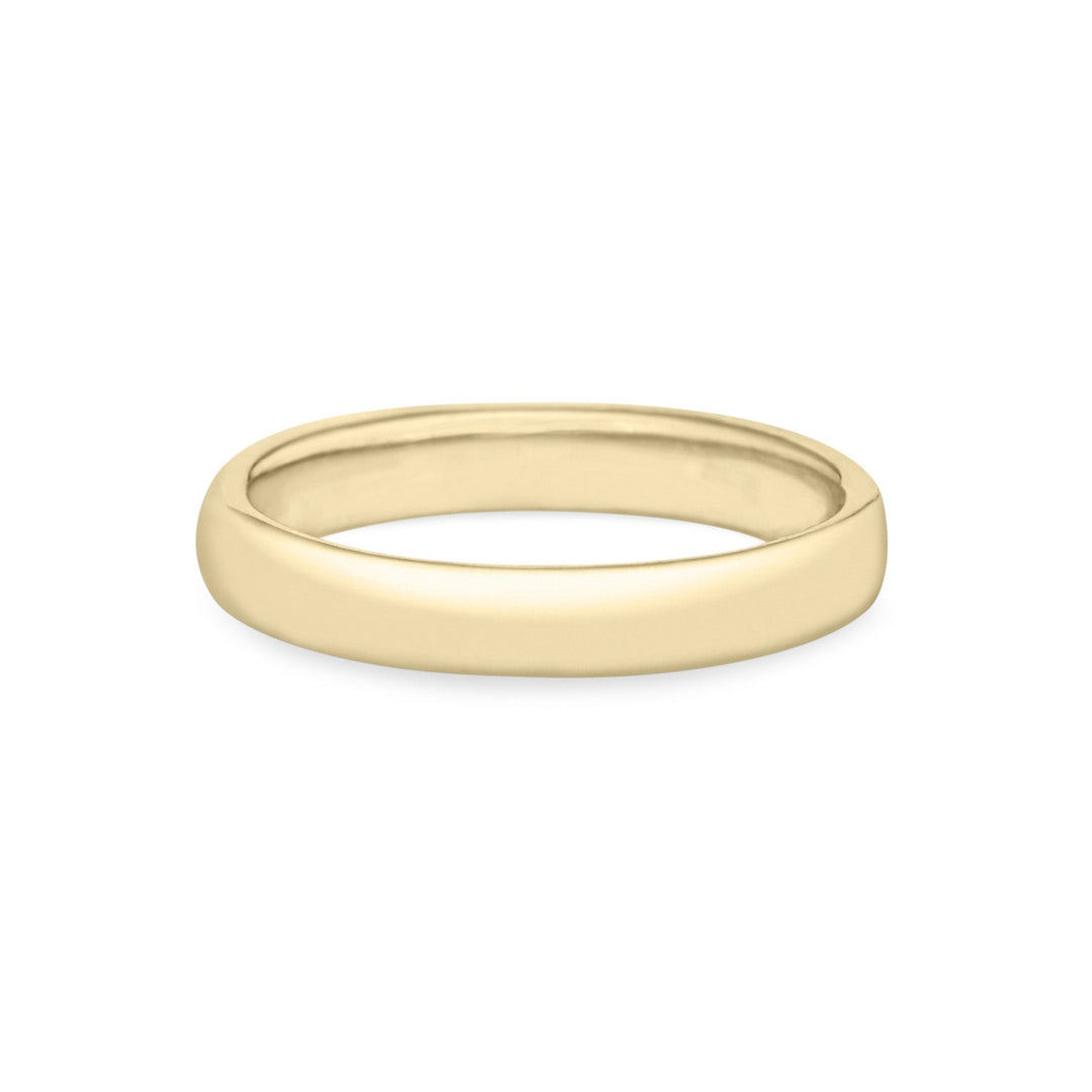 Back view of Close By Me's Men's Smooth Band Cremation Ring in 14K Yellow Gold.