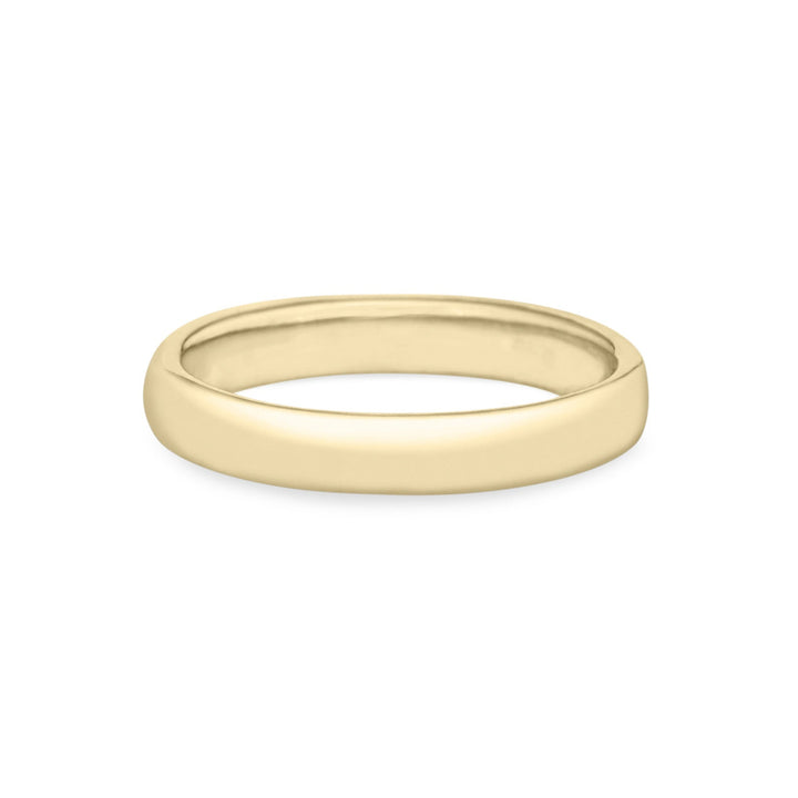 Back view of Close By Me's Men's Smooth Band Cremation Ring in 14K Yellow Gold.