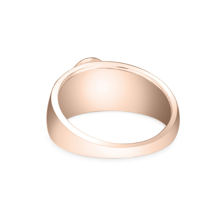Back view of the Modern Oval Signet Cremation Ring in 14K Rose Gold on a plain white background.