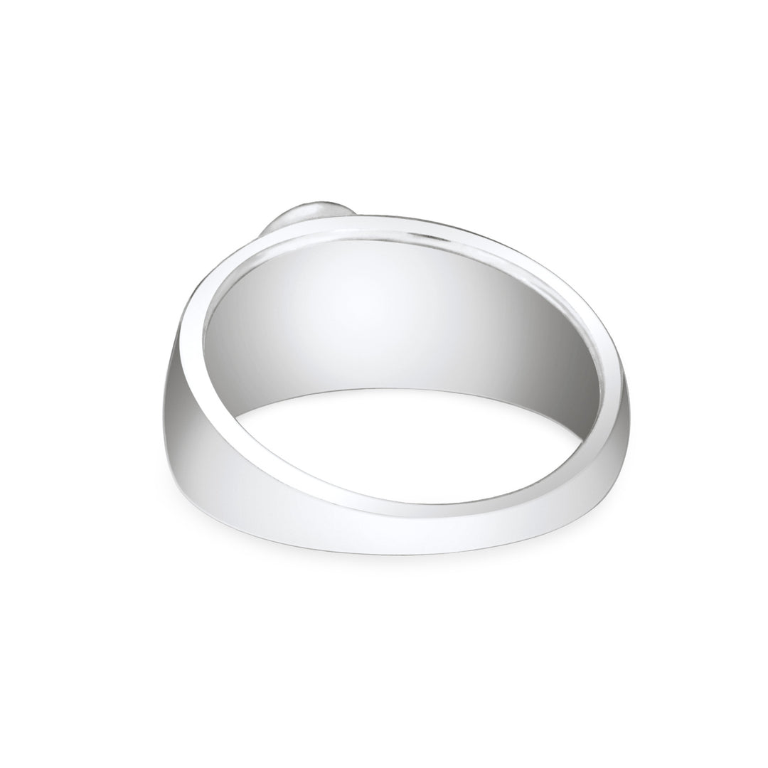 Back view of the Modern Oval Signet Cremation Ring in Sterling Silver on a plain white background.