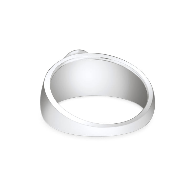 Back view of the Modern Oval Signet Cremation Ring in Sterling Silver on a plain white background.