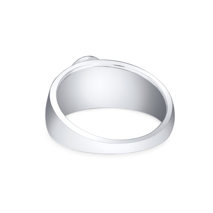 Back view of the Modern Oval Signet Cremation Ring in 14K White Gold on a plain white background.