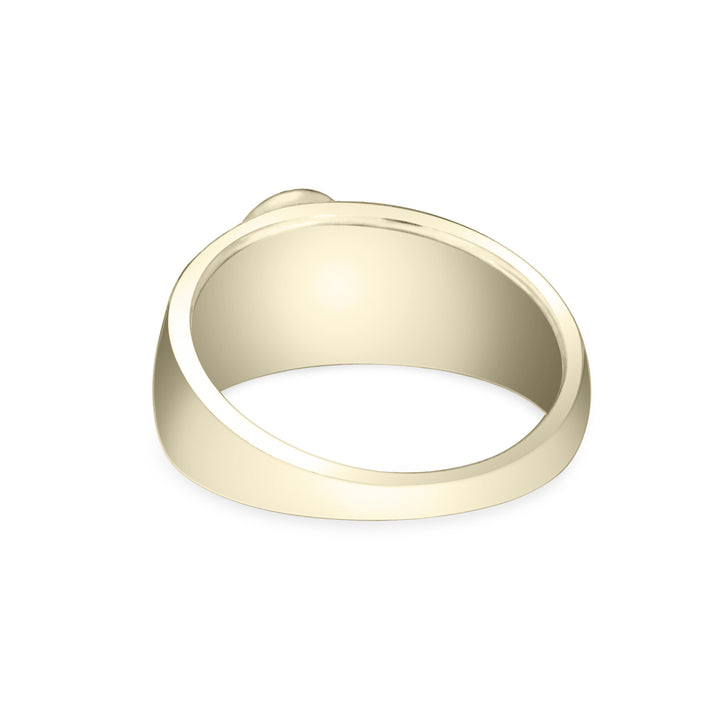 Back view of the Modern Oval Signet Cremation Ring in 14K Yellow Gold on a plain white background.