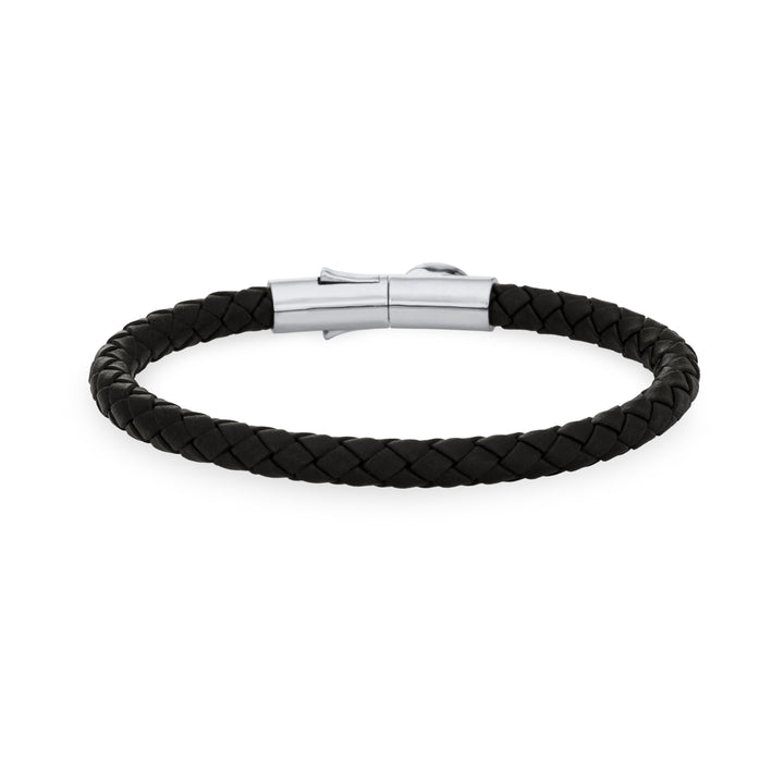 new design of the cremation leather cord bracelet shown from the back