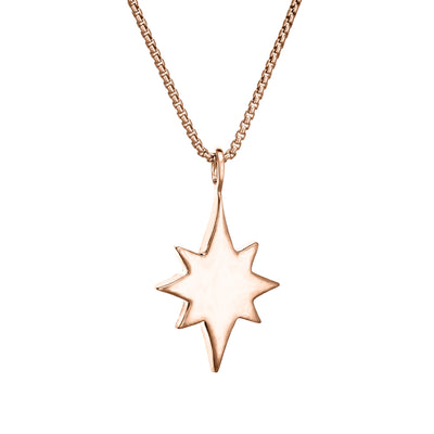 close by me jewelry's 14K Rose Gold North Star Cremation Pendant design from the back