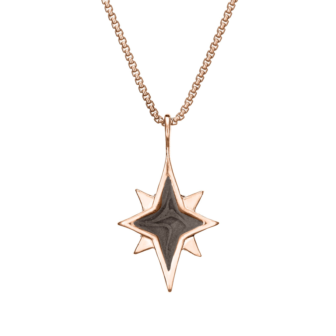 close by me jewelry's 14K Rose Gold North Star Cremation Pendant design from the front