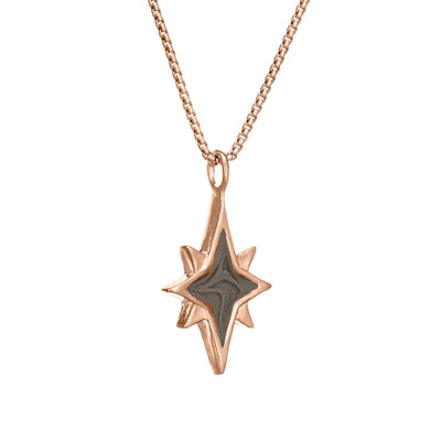 close by me jewelry's 14K Rose Gold North Star Cremation Pendant design from the side