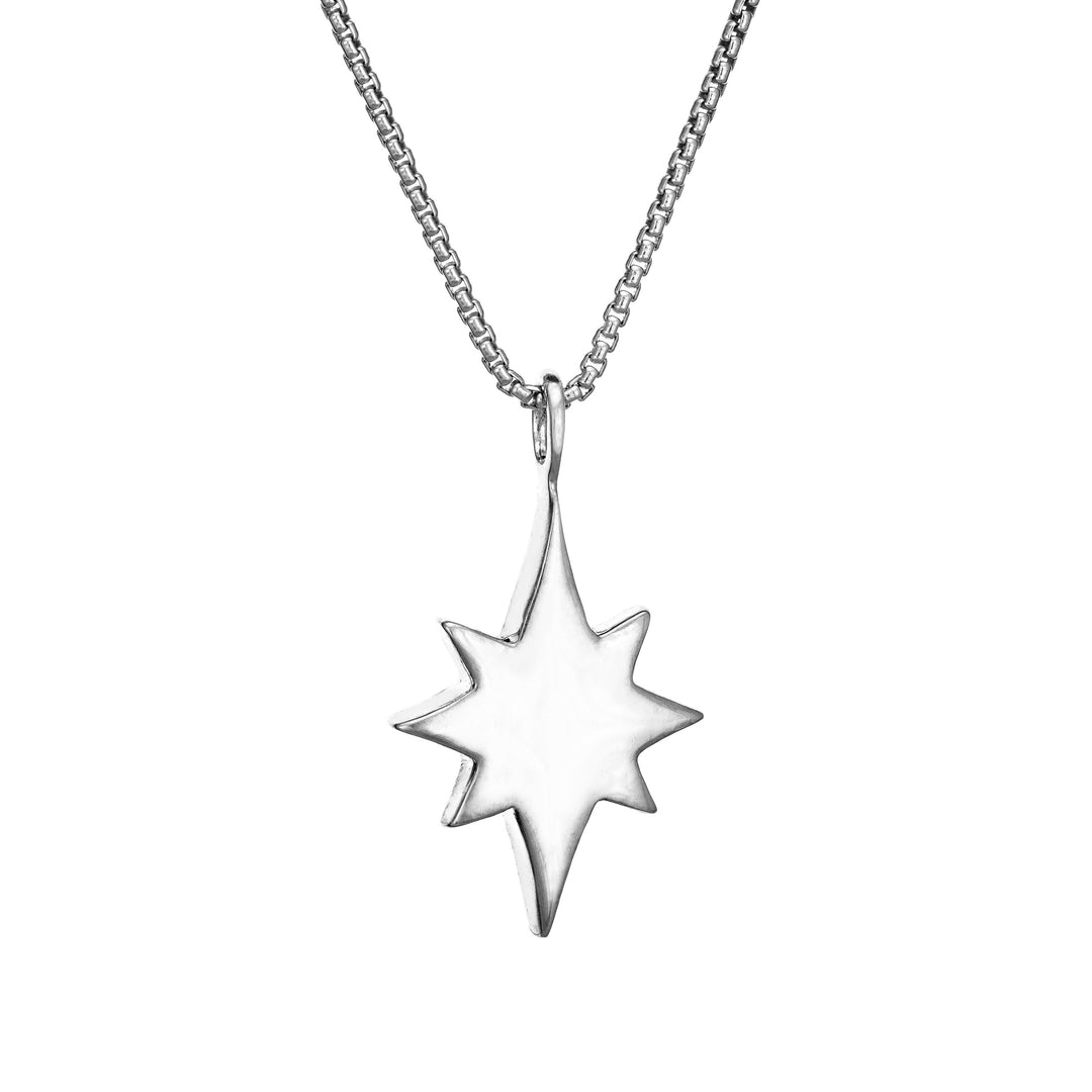 close by me jewelry's Sterling Silver North Star Ashes Pendant design from the back