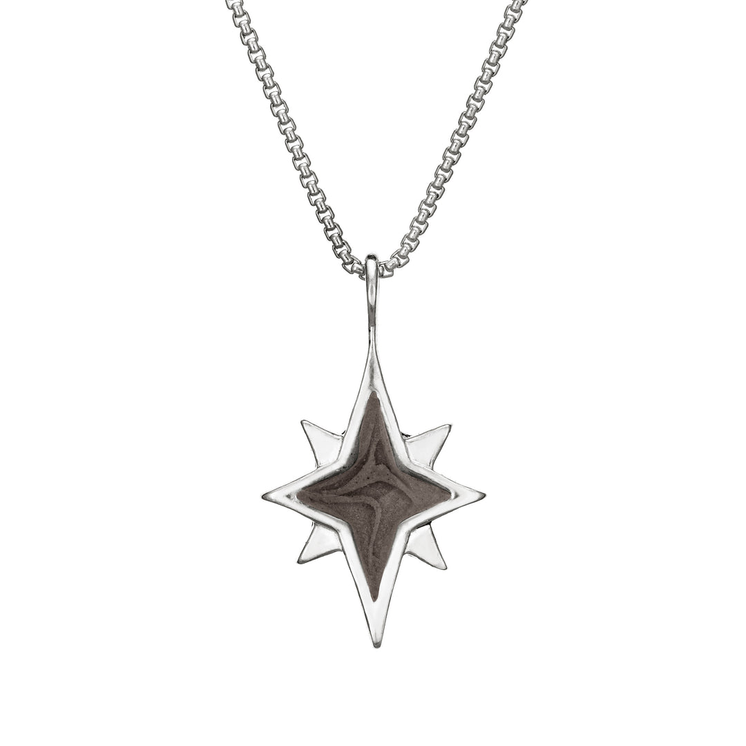 close by me jewelry's Sterling Silver North Star Ashes Pendant design from the front