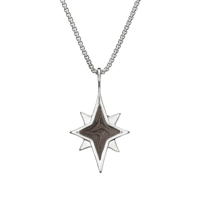 close by me jewelry's Sterling Silver North Star Ashes Pendant design from the front