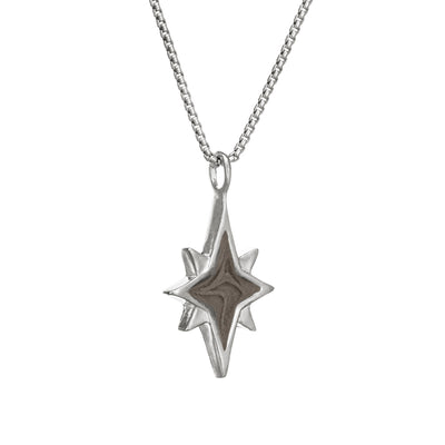 close by me jewelry's Sterling Silver North Star Ashes Pendant design from the side